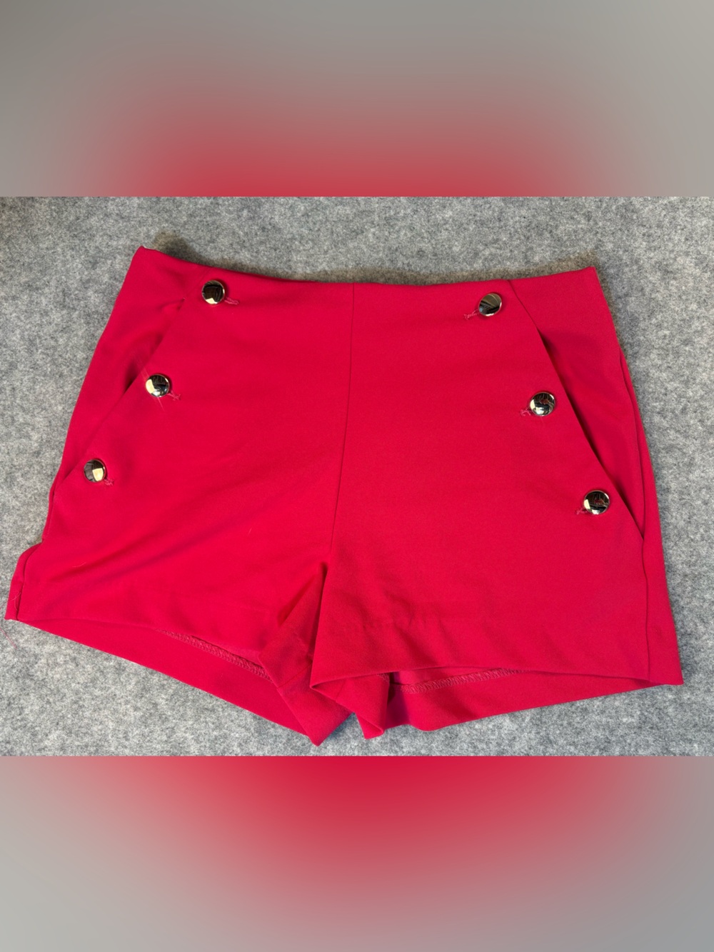 BBJ Los Angeles Hot Pink High Waisted Sailor Shorts Silver Button Accent